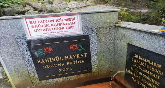 Rize'de Andon suyuna asılan uyarı yazısı kimliği belirsiz kişilerce söküldü